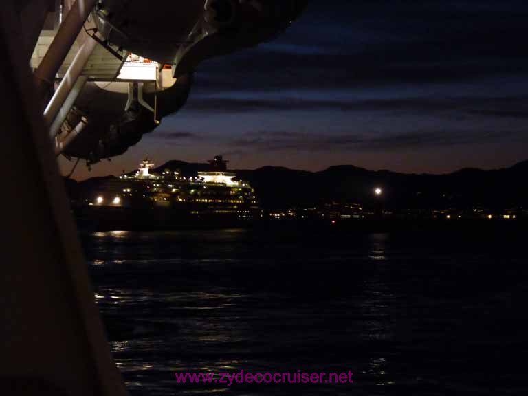 3345: Carnival Dream approaching Naples at night - picture from our Cove Balcony