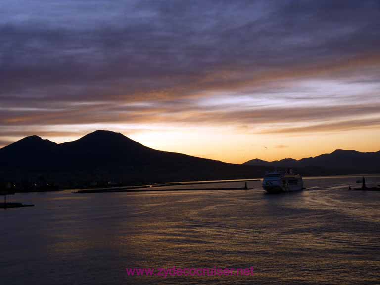 3362: Carnival Dream in Naples - Mt Vesuvius at dawn and another cruise ship approaching