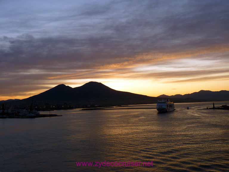 3363: Carnival Dream in Naples - Mt Vesuvius at dawn and another cruise ship approaching