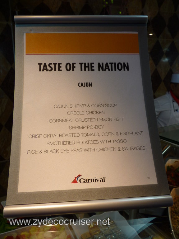 Carnival Dream - taste of the Nation Menu - Cajun