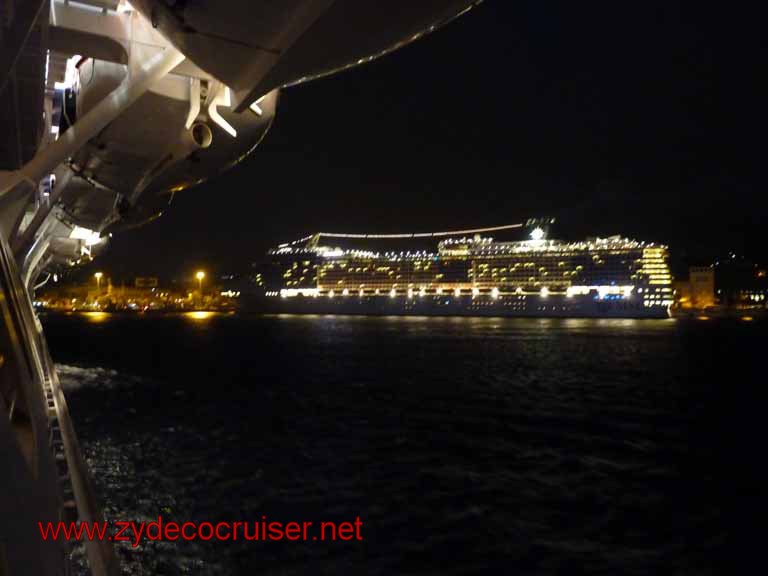 5069: Carnival Dream approaching Messina: View from our cove Balcony