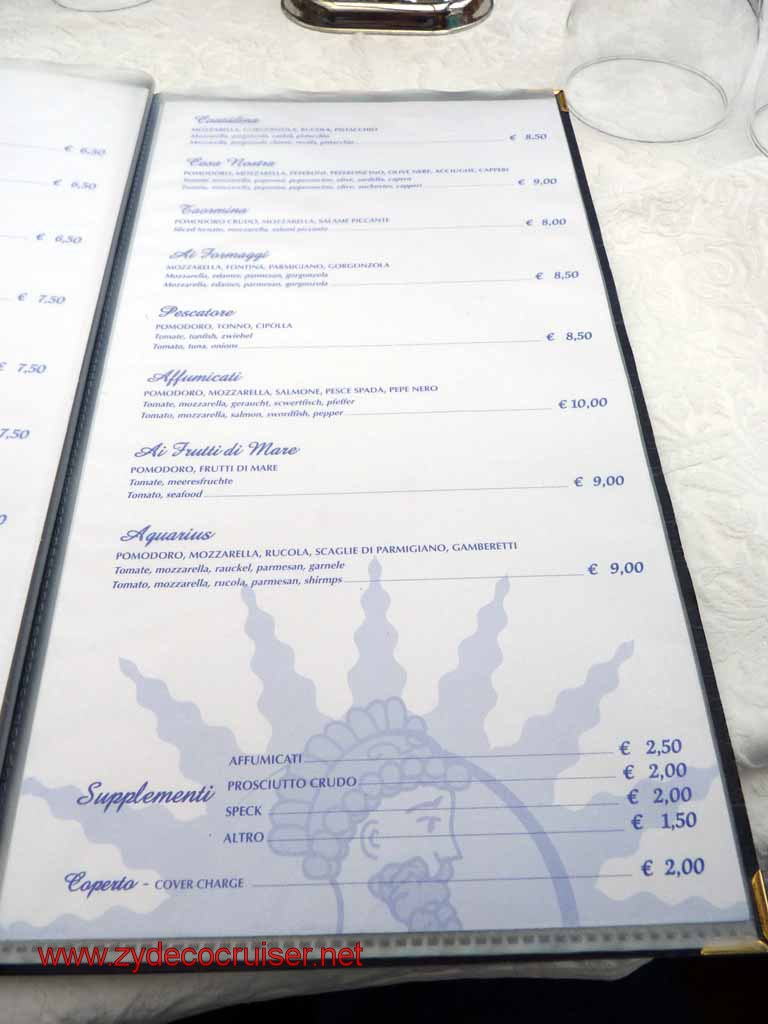 5450: Carnival Dream - Messina - Taormina - Lunch - Terrazza Angelo - Menu