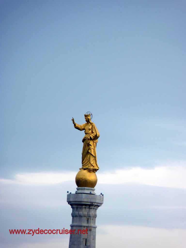 5538: Carnival Dream - Statue at the entrance to Messina Harbor - La Madonna della Lettera - Lady of the Letter - patron Saint of Messina - "Vos et ipsam civitatem benedicimus"