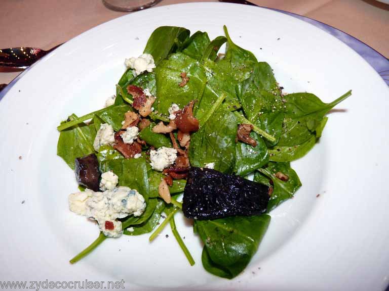 5828: Carnival Dream, Monte Carlo, Monaco - Wilted Spinach and Portobello Mushrooms with Bacon Bits