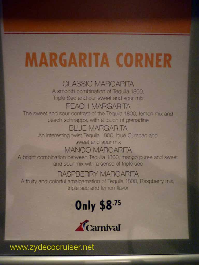 6880: Carnival Dream - Civitavecchia/Rome, Margarita Corner Menu, 