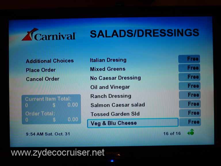 0756: Carnival Dream, Transatlantic, TV Room Service