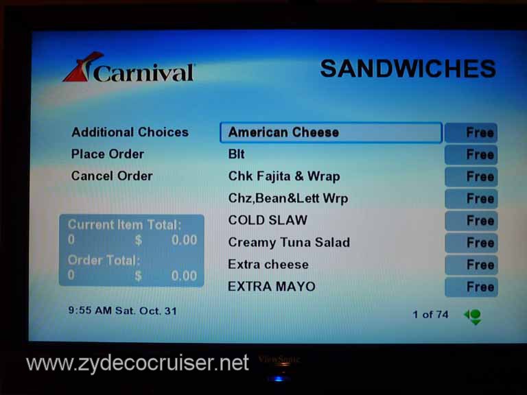 0757: Carnival Dream, Transatlantic, TV Room Service