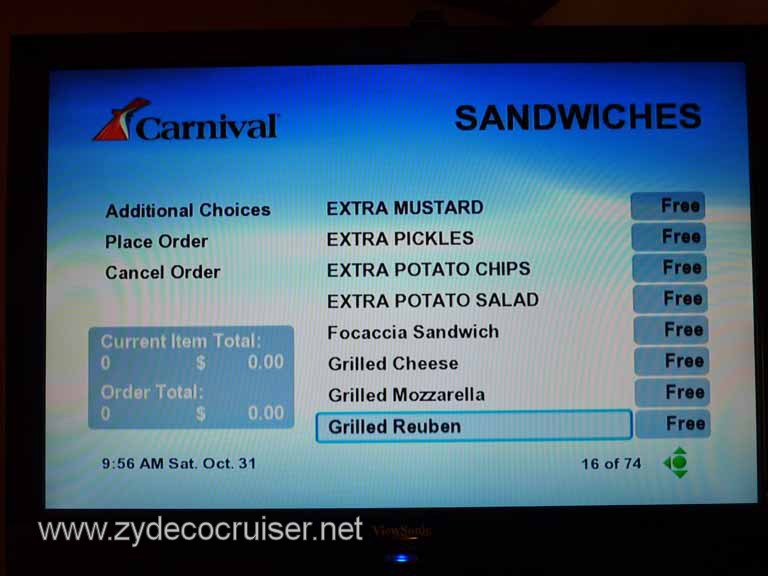 0758: Carnival Dream, Transatlantic, TV Room Service