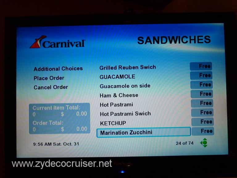 0759: Carnival Dream, Transatlantic, TV Room Service