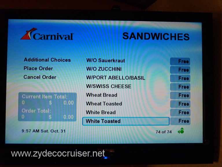 0766: Carnival Dream, Transatlantic, TV Room Service