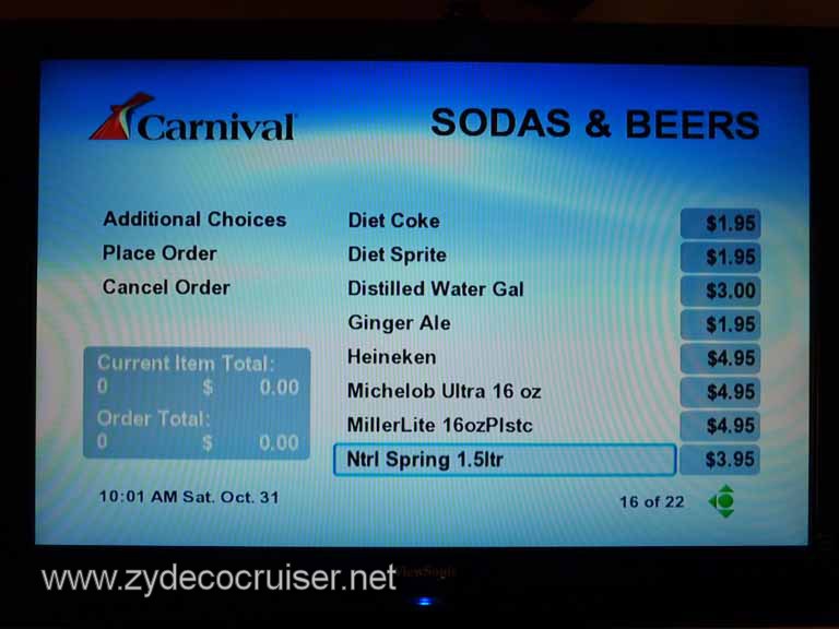 0768: Carnival Dream, Transatlantic, TV Room Service