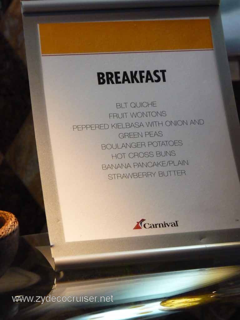 0772: Carnival Dream, Transatlantic, Lido Breakfast Menu