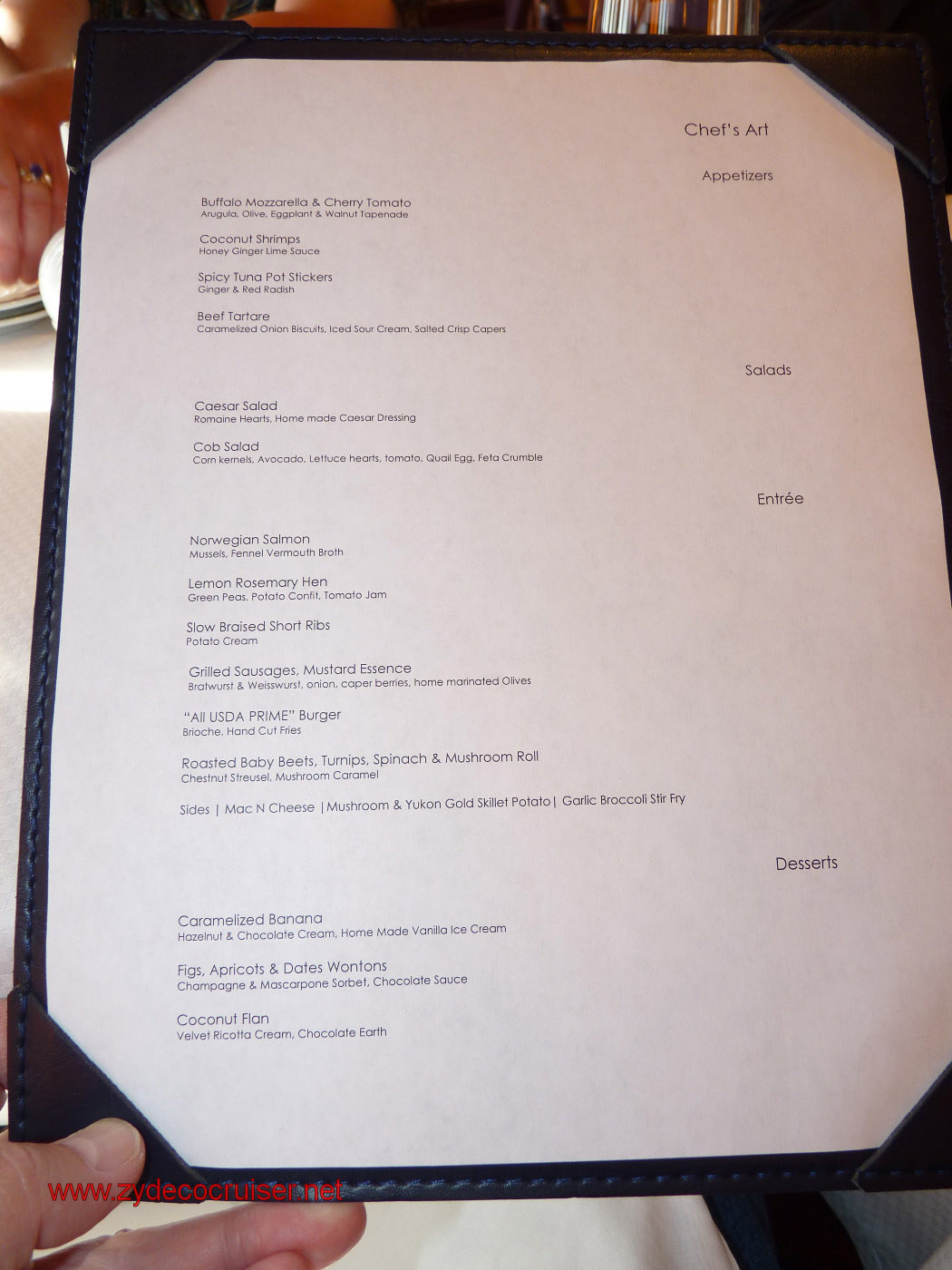 Carnival Dream Chef's Art Steakhouse Lunch Menu