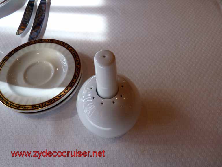 2061: Carnival Dream, Transatlantic Cruise, Chef's Art Supper Club Lunch, Interesting Salt and Pepper Holders