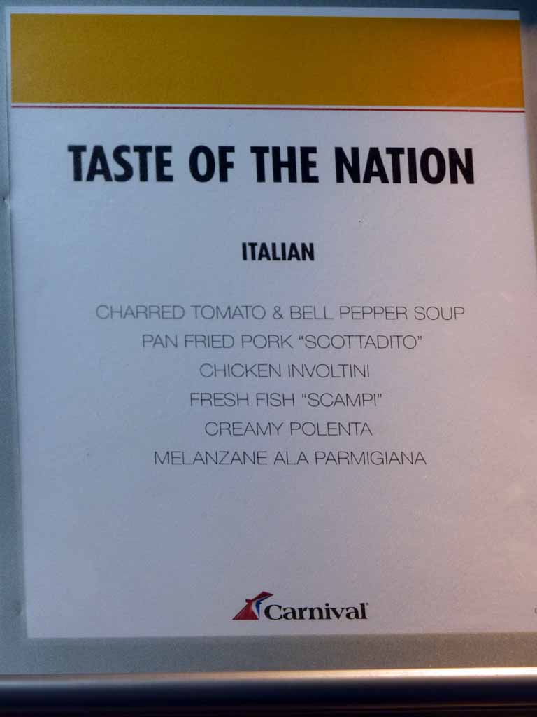 1876: Carnival Dream, Transatlantic Cruise, Taste of the Nation Italian Menu