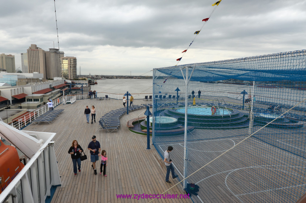 145: Carnival Elation, New Orleans, Embarkation, Verandah Deck, Pools, Basketball and Volleyball, 