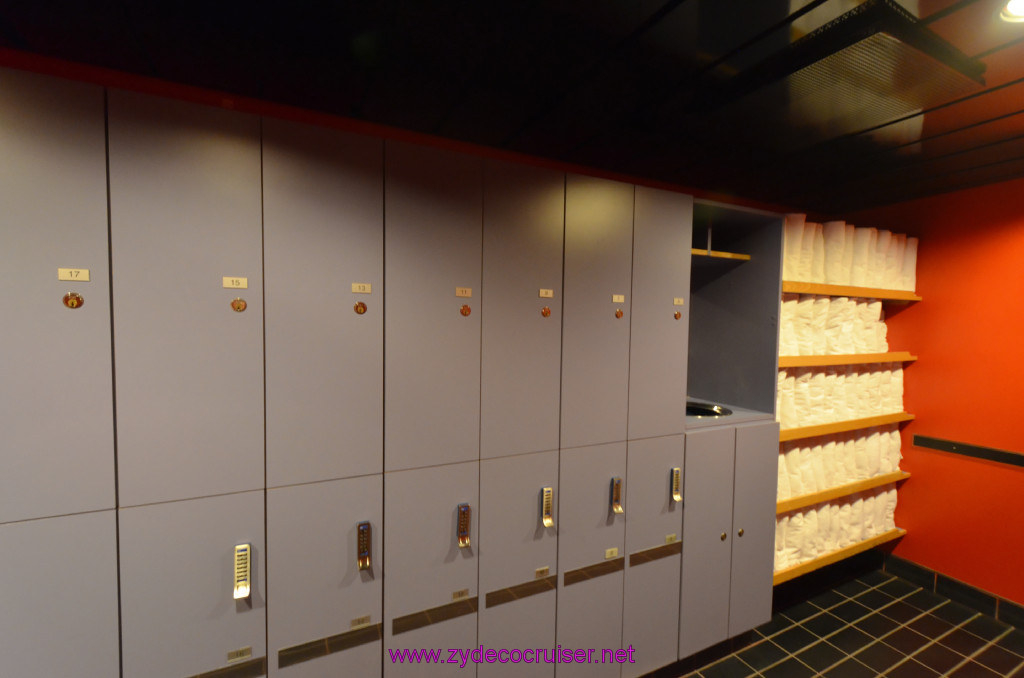 174: Carnival Elation, New Orleans, Embarkation, Spa Carnival, Men's Lockers, Towels, 