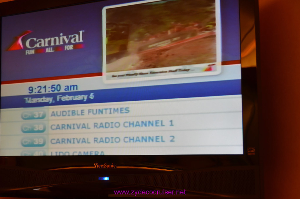 012: Carnival Elation, Fun Day at Sea 1, Cabin TV channels, 