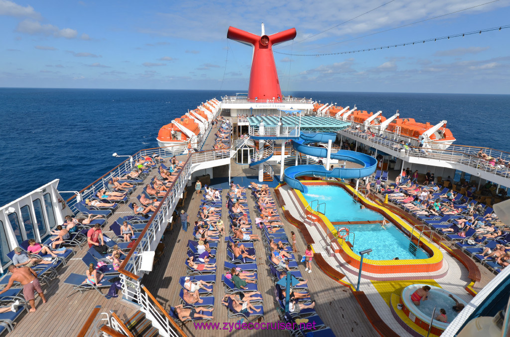 115: Carnival Elation, Fun Day at Sea 1, Lido, Main Pool, Slide, Sun Worshippers, Funnel, 