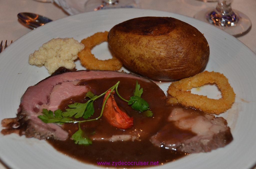 Carnival Elation, MDR Dinner, Tender Roasted Rib of America Beef au jus, 