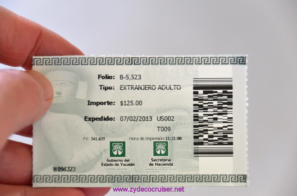 059: Carnival Elation, Progreso, Uxmal, Ticket