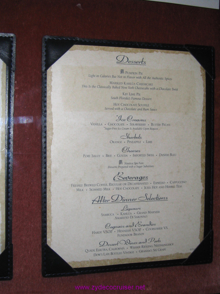 120: Carnival Elation 2004 Cruise, Dessert Menu 3