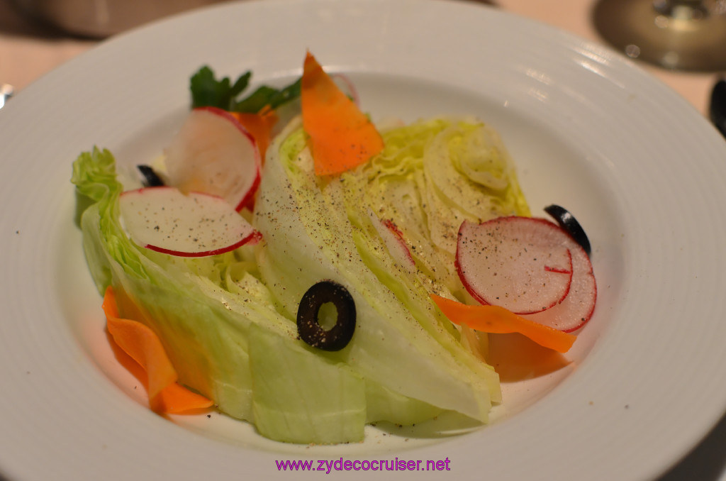 108: Carnival Elation Cruise, New Orleans, Embarkation, MDR Dinner, Heart of Iceberg Lettuce, 