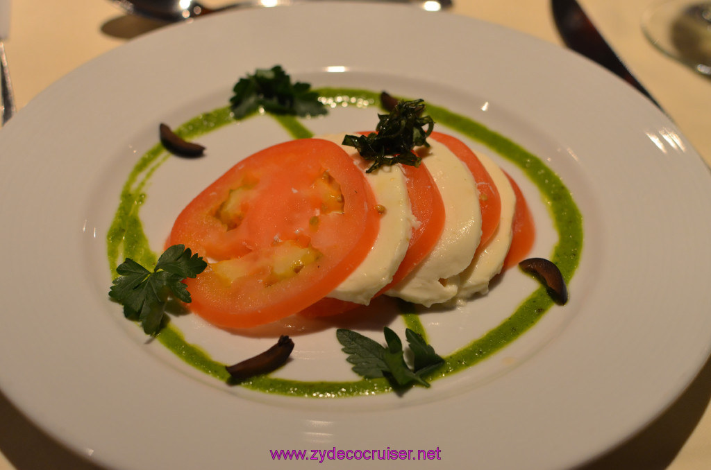 037: Carnival Elation Cruise, Fun Day at Sea 2, MDR Dinner, Vine Ripe Beefsteak Tomatoes and Fresh Buffalo Mozzarella, 