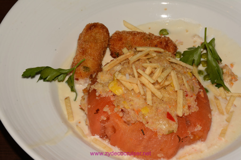 Carnival Freedom, American Table, Dinner 5, Corn, Chili, Quinoa Baked Tomato