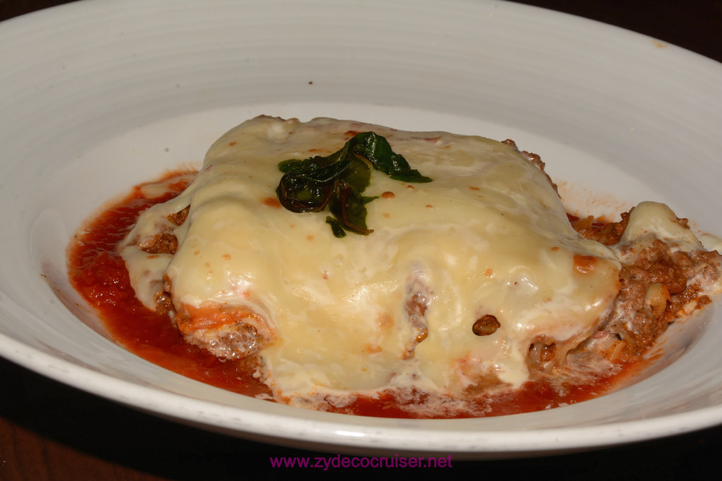 Carnival Freedom, American Table, Dinner 5, Beef Lasagna