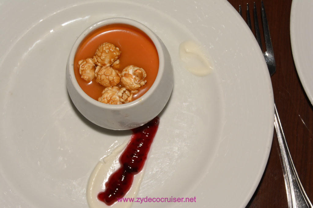 Carnival Freedom, American Table, Dinner 5, Buttered Popcorn Pot de Creme