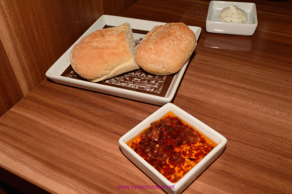 104:  Carnival Horizon Cruise, July 2021, La Romana, MDR Dinner, Bread and Tomato and Olive Tapenade