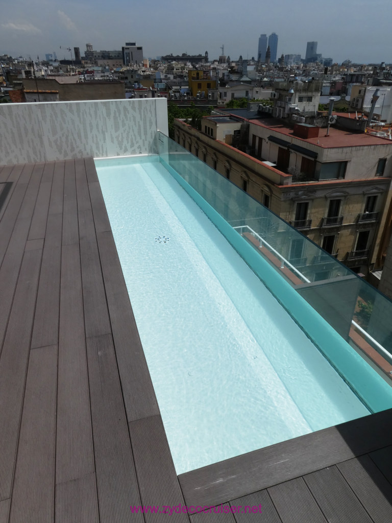 043: Hotel Gaudi Barcelona, That's part of our terrace below the "pool"