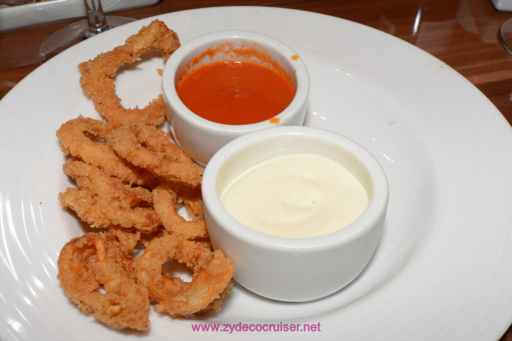 163: Carnival Horizon Transatlantic Cruise, Barcelona, MDR Dinner, Fried Calamari