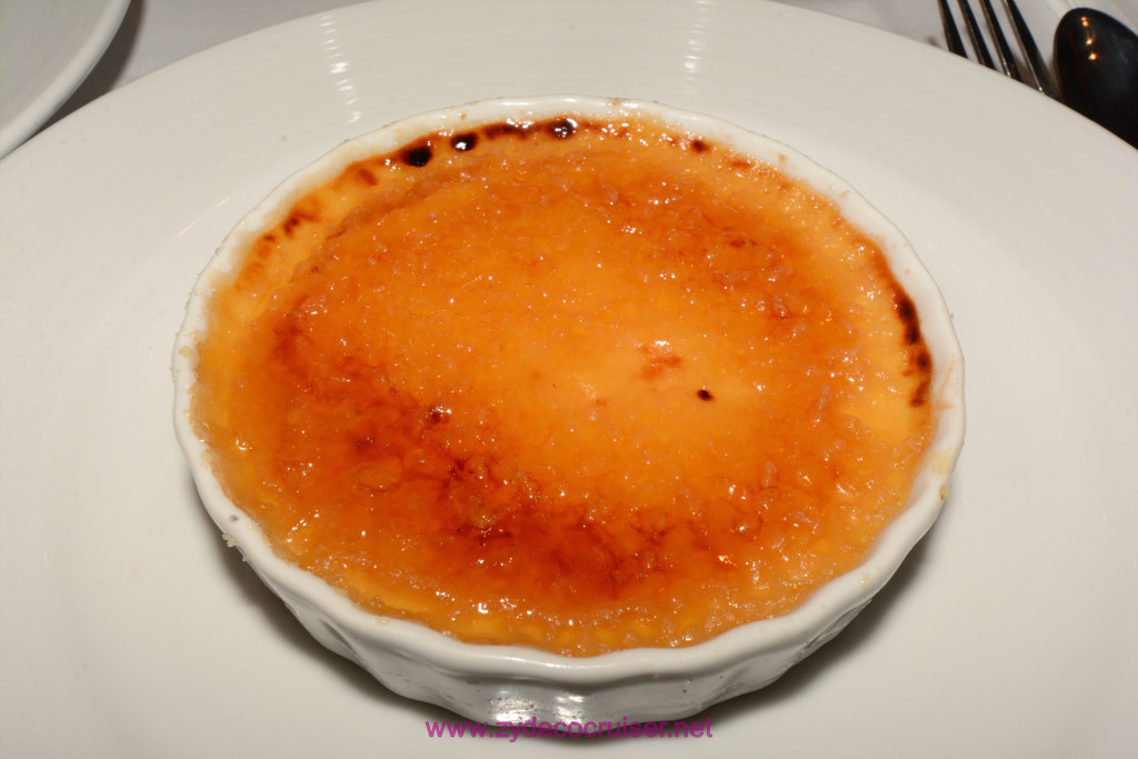 128: Carnival Horizon Transatlantic Cruise, Sea Day 1, MDR Dinner, Vanilla Creme Brulee