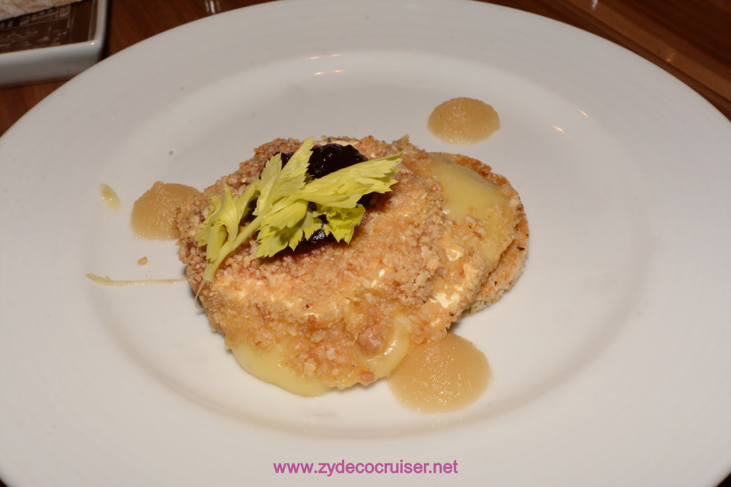 396: Carnival Horizon Transatlantic Cruise, Gibraltar, MDR Dinner, Hazelnut Crusted Camembert