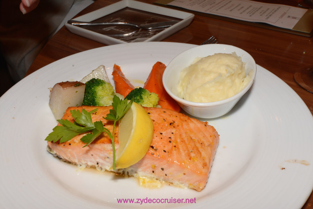 438: Carnival Horizon Transatlantic Cruise, Vigo, MDR Dinner, Salmon Fillet