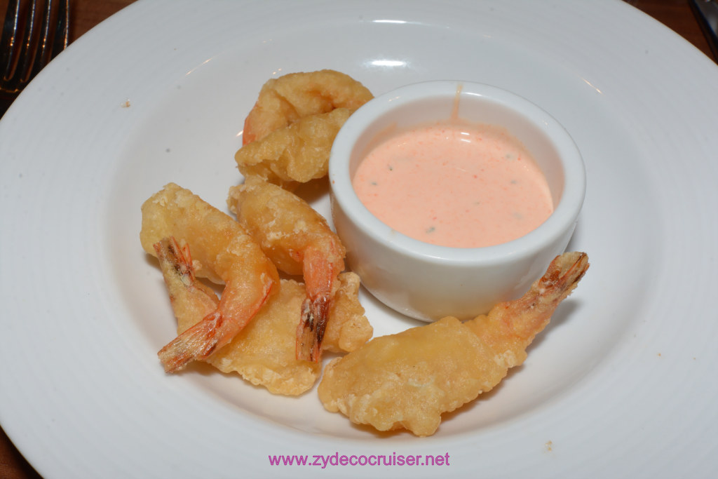 153: Carnival Horizon Transatlantic Cruise, Sea Day 2, MDR Dinner, Fried Shrimp