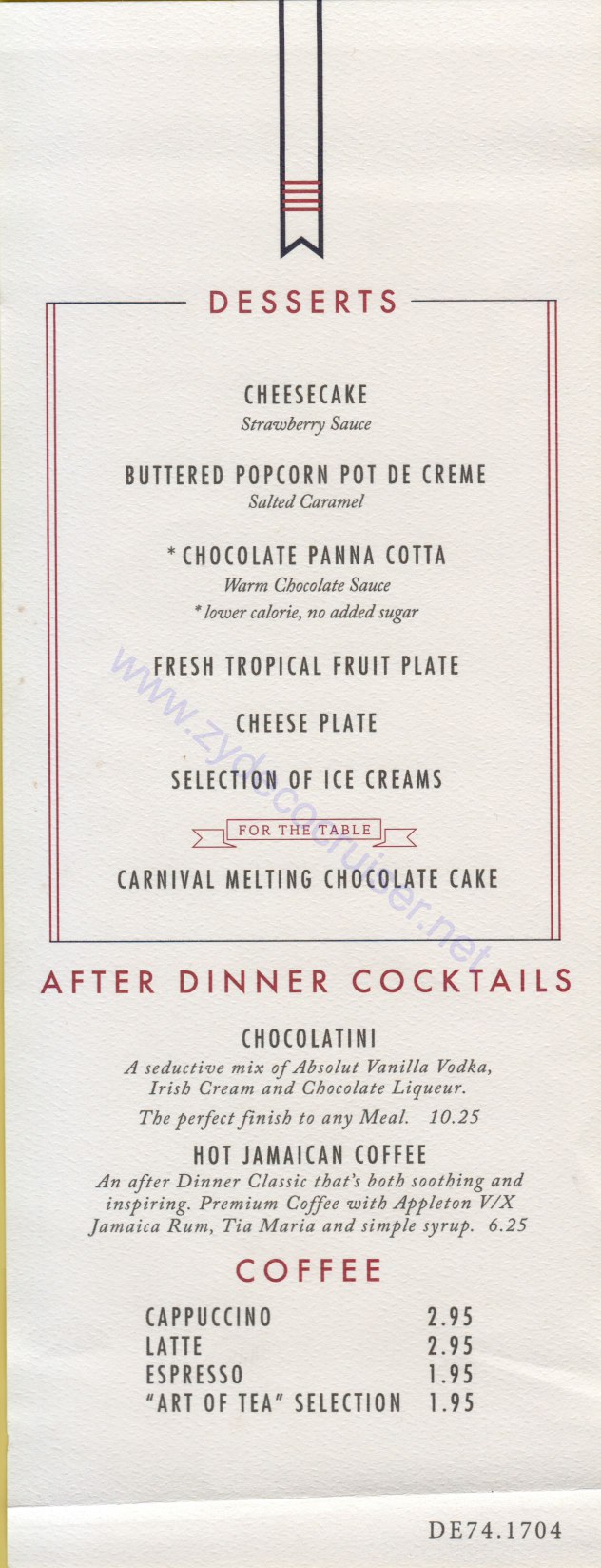 Day 3 MDR Dinner Desserts Menu