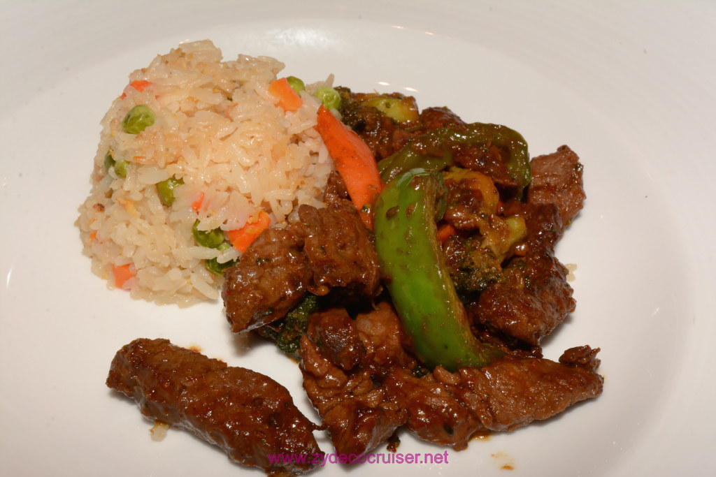 055: Carnival Horizon Transatlantic Cruise, Sea Day 3, MDR Dinner, Stir-Fried Beef and Broccoli