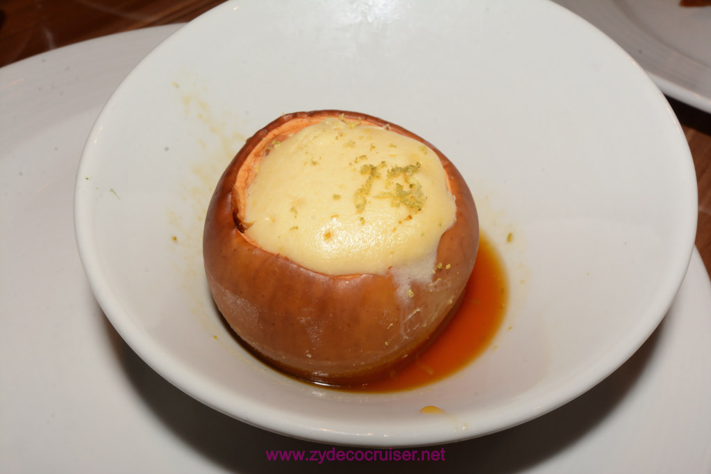 059: Carnival Horizon Transatlantic Cruise, Sea Day 3, MDR Dinner, Key Lime Cheese Cake Stuffed Apple,