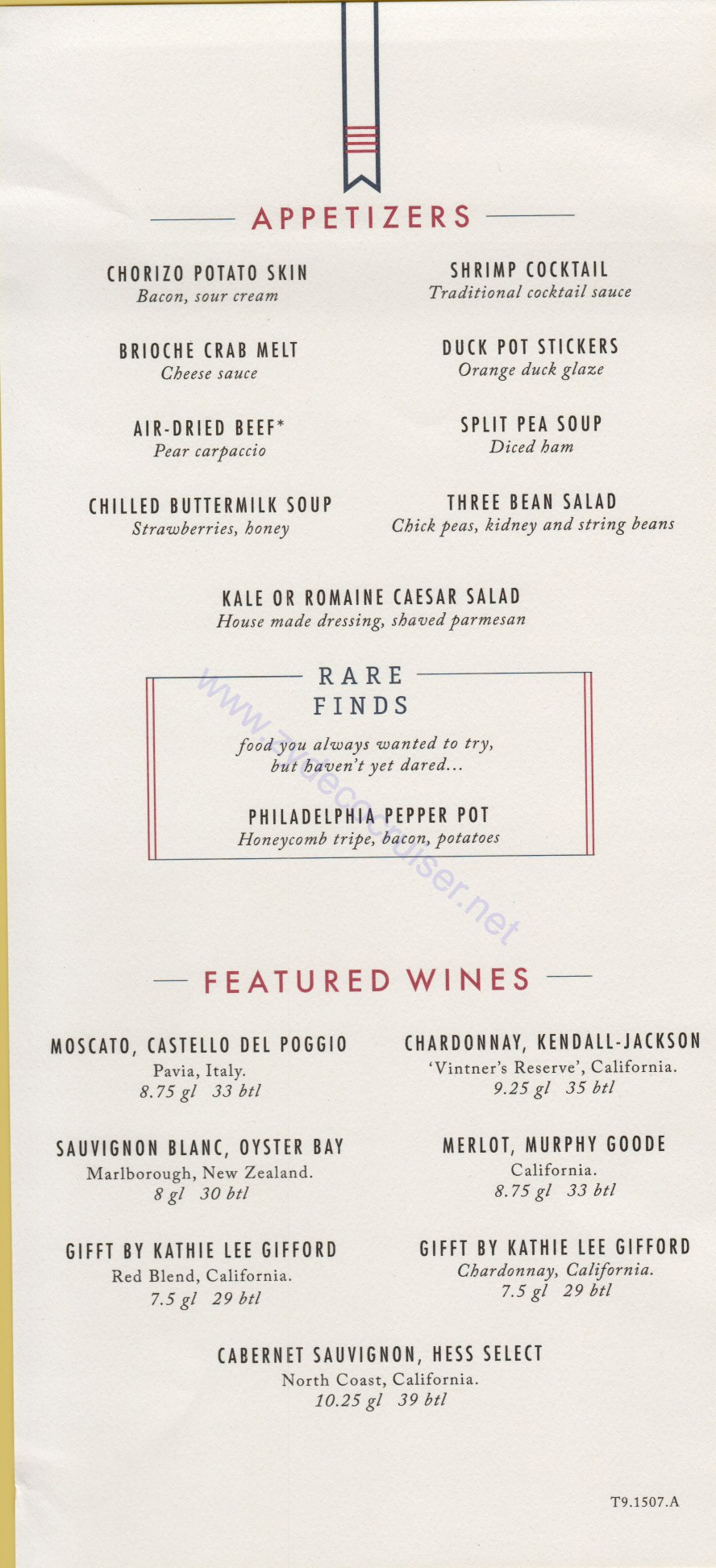 Carnival Horizon Day 8 MDR Dinner Appetizers Menu