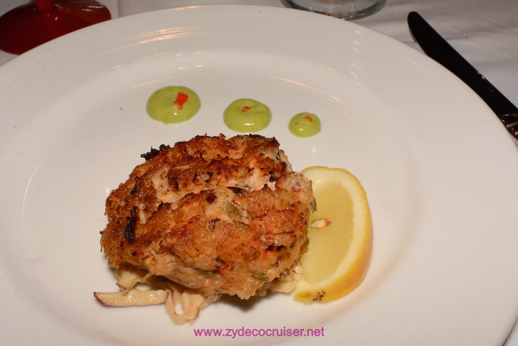 140: Carnival Horizon Transatlantic Cruise, Sea Day 4, MDR Dinner, Chesapeake Crab Cake 