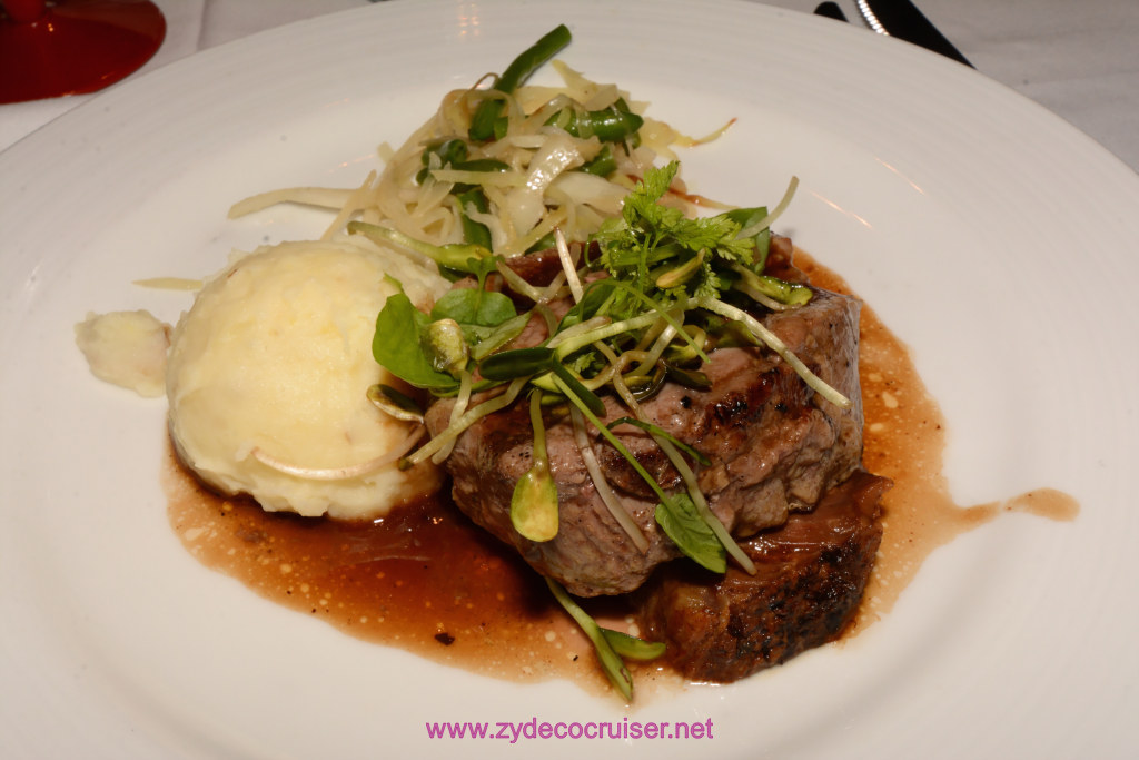 143: Carnival Horizon Transatlantic Cruise, Sea Day 4, MDR Dinner, Duo of Filet Mignon and Short Rib