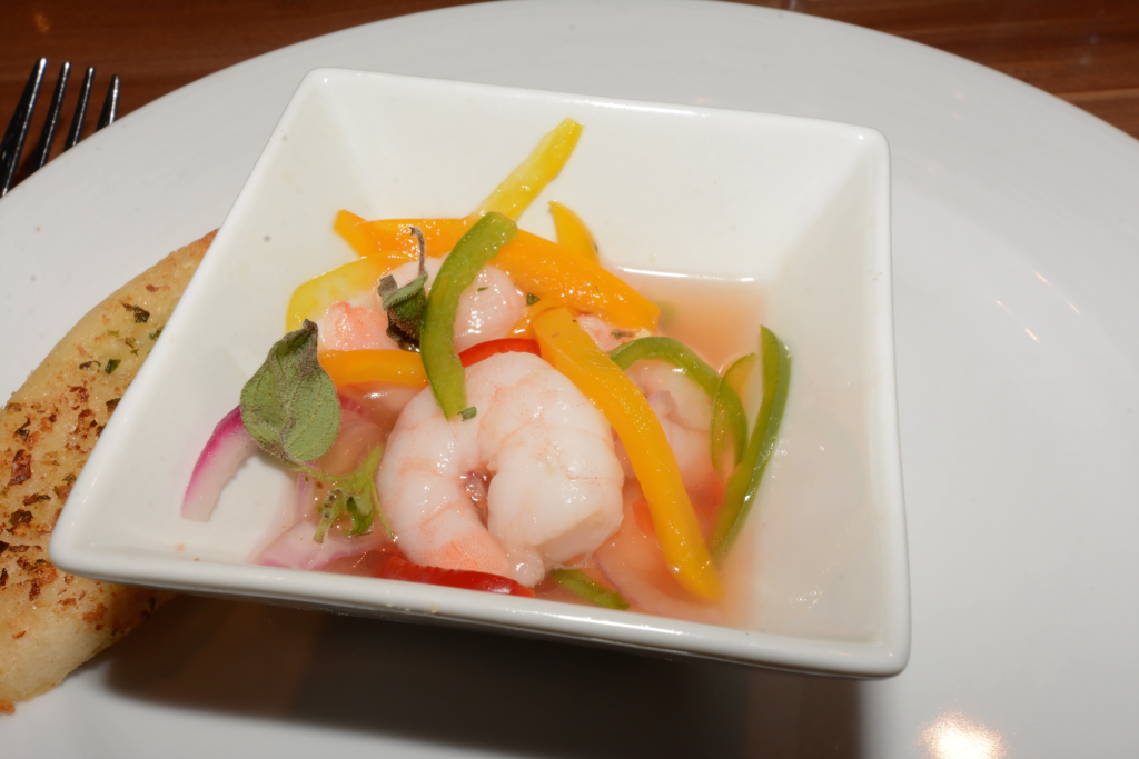 036: Carnival Horizon Transatlantic Cruise, Sea Day 5, MDR Dinner, Shrimp Escabeche