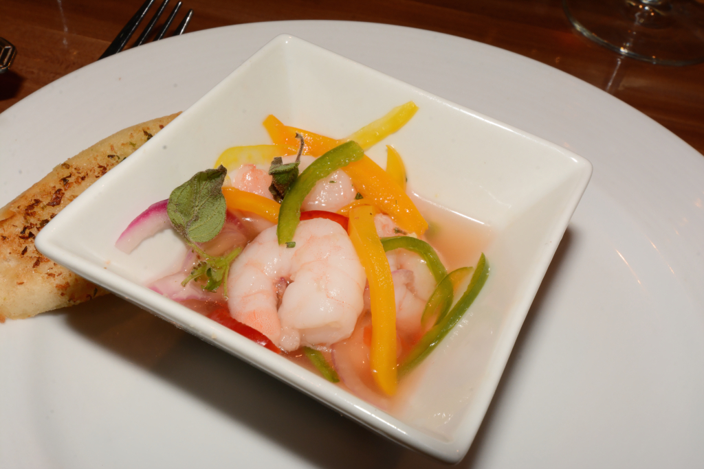 037: Carnival Horizon Transatlantic Cruise, Sea Day 5, MDR Dinner, Shrimp Escabeche