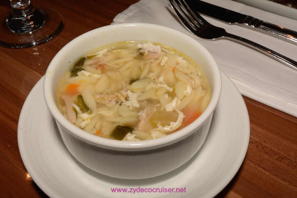 079: Carnival Horizon Transatlantic Cruise, Sea Day 6, MDR Dinner, Dill Lemon Chicken Comfort Soup, 