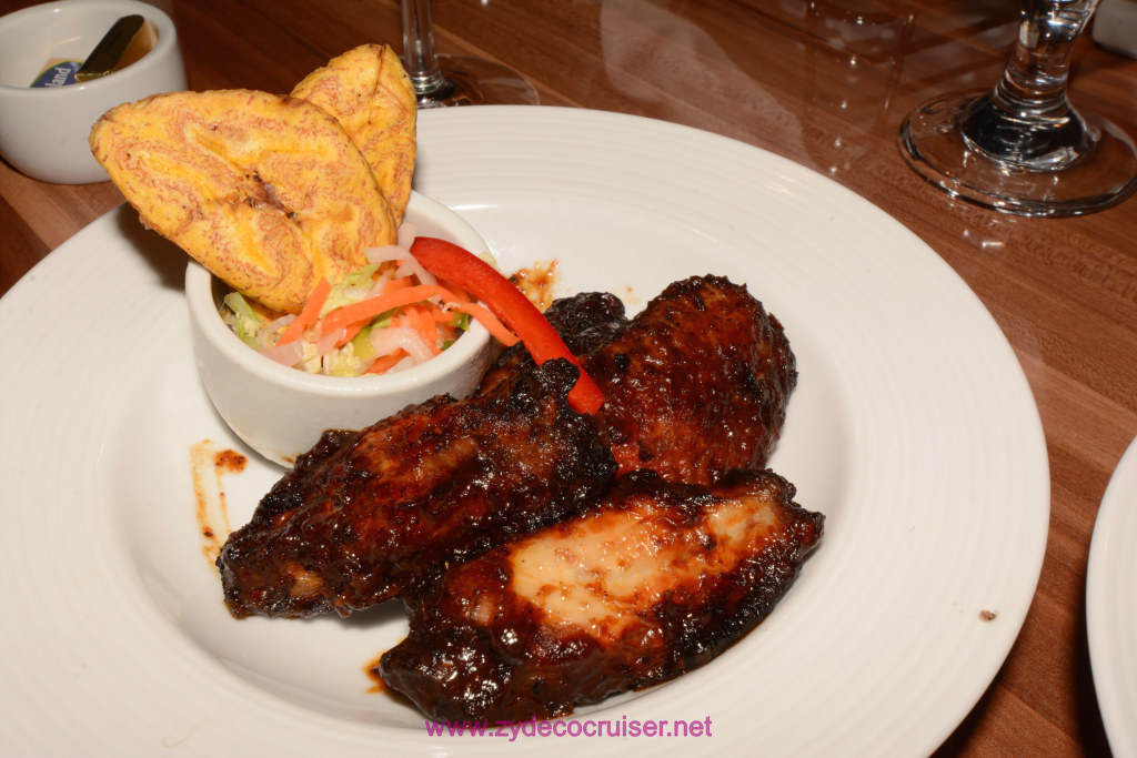 081: Carnival Horizon Transatlantic Cruise, Sea Day 6, MDR Dinner, Jerked Chicken Wings, 