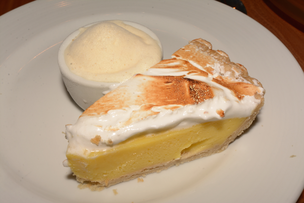 022: Carnival Horizon Transatlantic Cruise, Sea Day 7, MDR Dinner, Lemon Meringue Pie