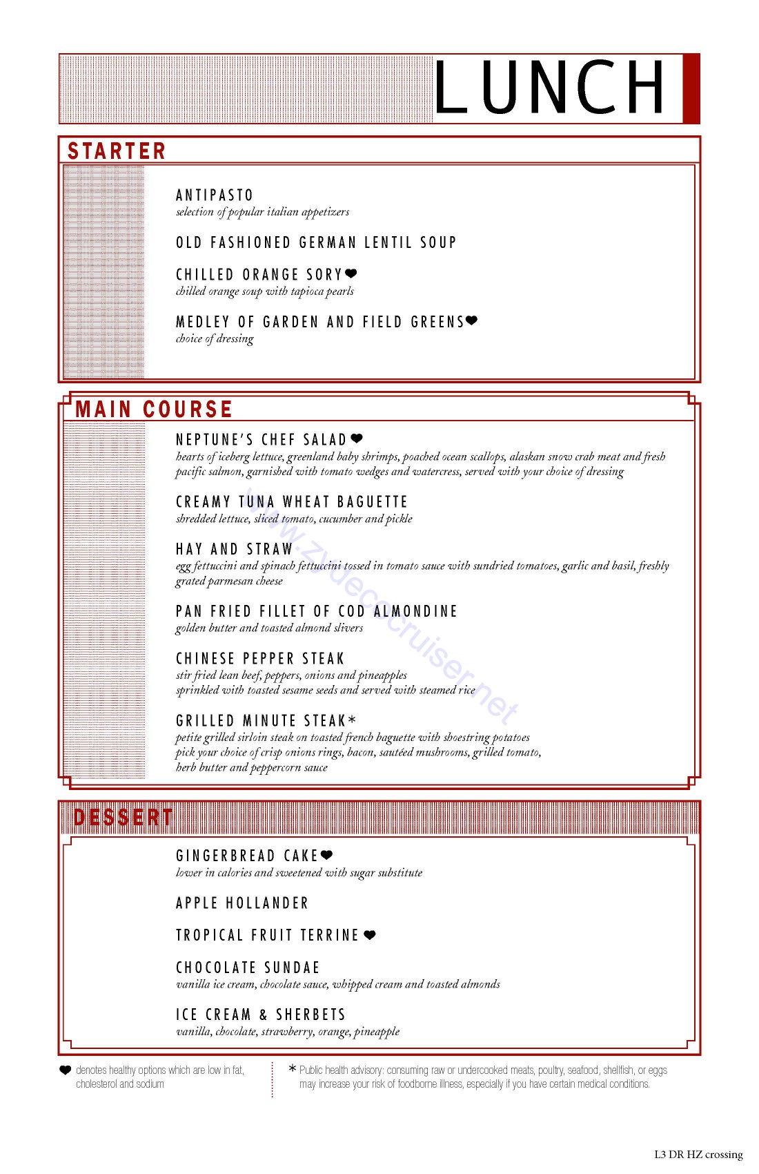 Carnival Horizon MDR Lunch Menu 3